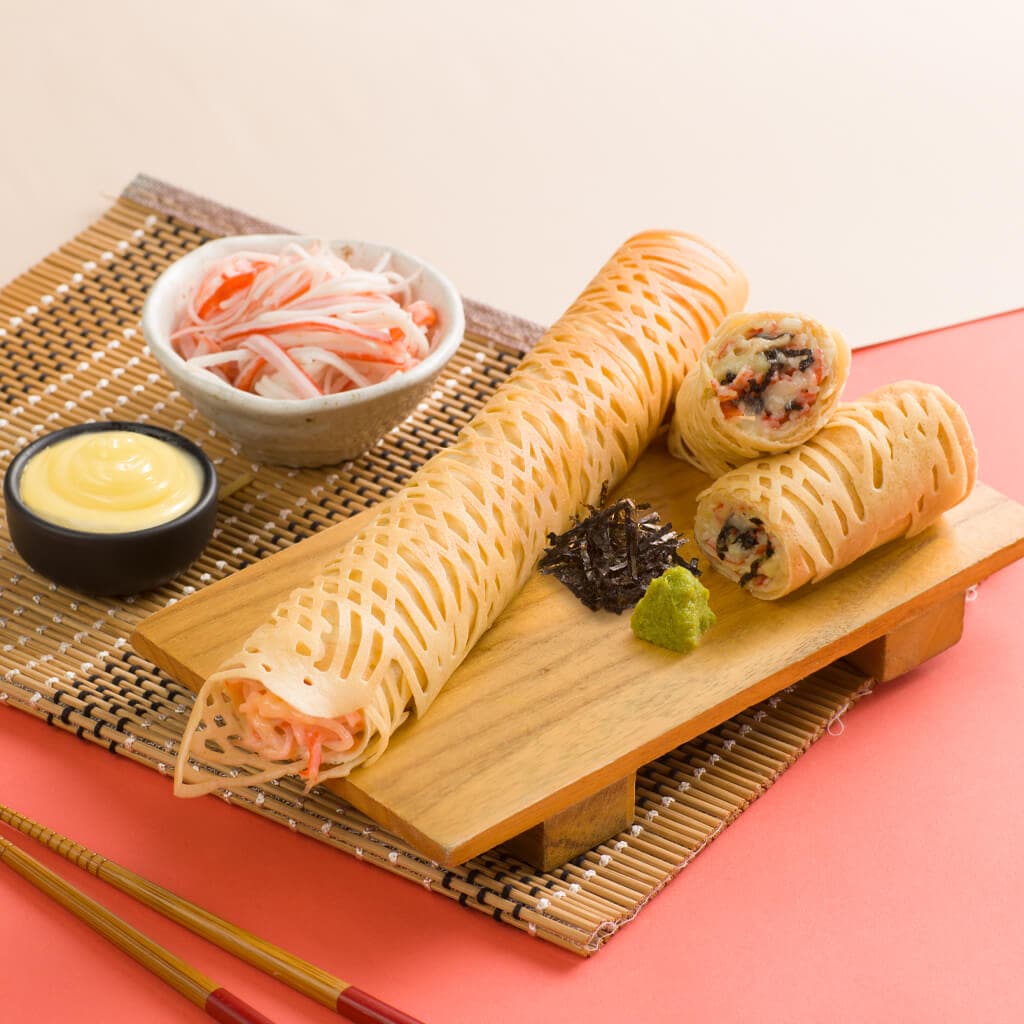 Pancake Roll with Crab Stick and Seaweed