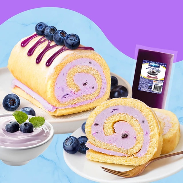เค้กโรลบลูเบอร์รีครีมโยเกิร์ต