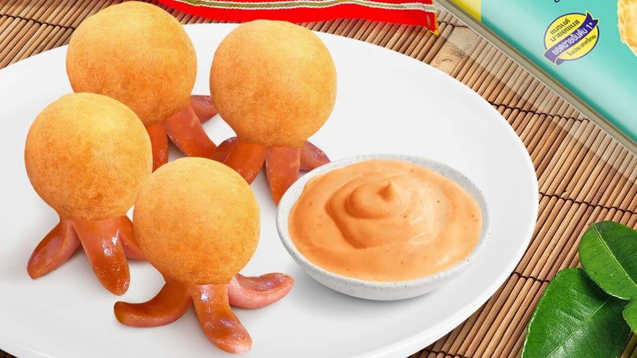 ขนมโป๊งเหน่งหมึกน้อยซอสมาโยต้มยำ – - Recipe