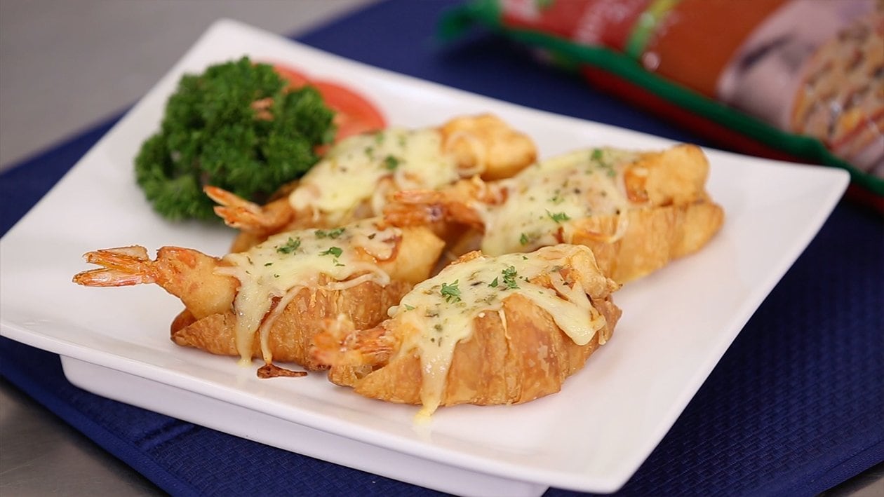 Croissant with Crispy Shrimps and Pizza Sauce and Cheese – - Recipe