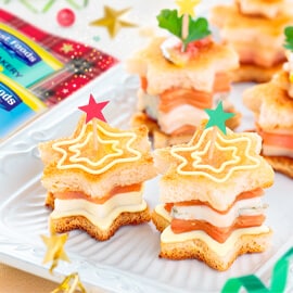 Christmas Tree Sandwiches Stuffed with Smoked Salmon