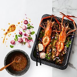 ยำมะเขือยาว กับกุ้งแม่น้ำ