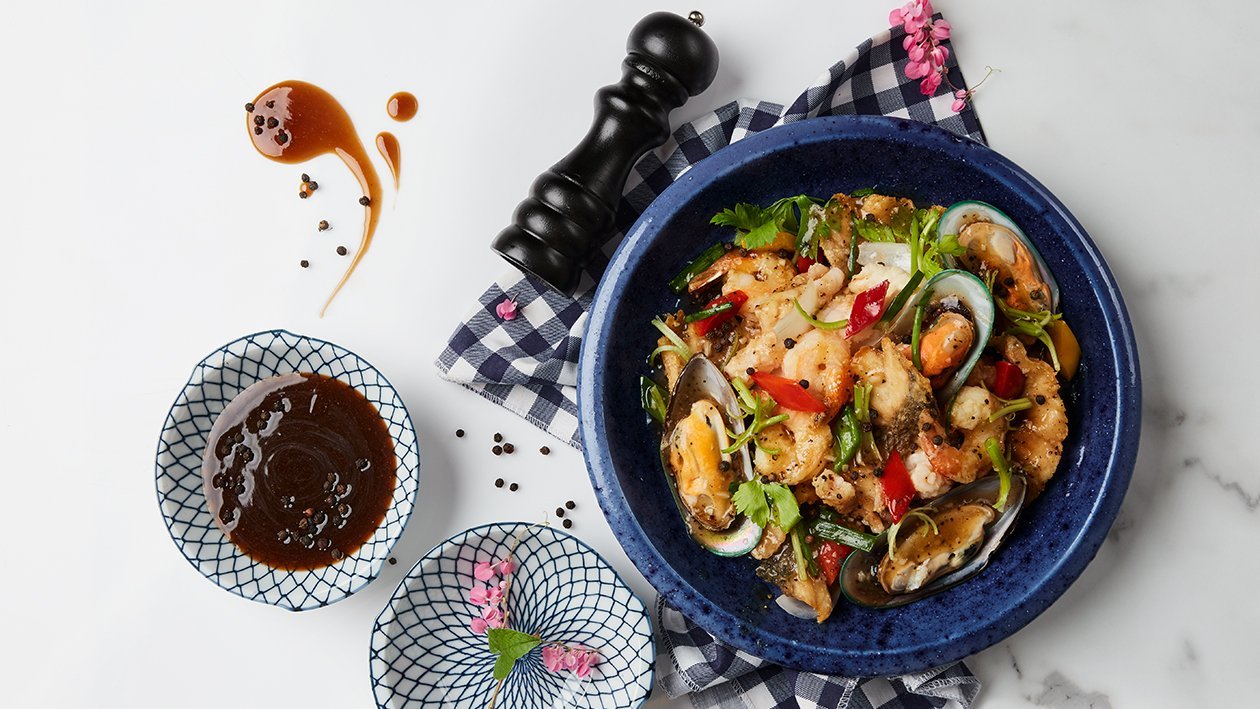 Stir-Fried Seafood with Black Pepper – - Recipe