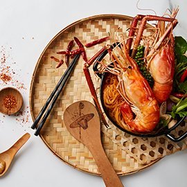 กุ้งอบวุ้นเส้นต้มยำ