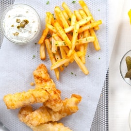 Fish and Chips with Tartar Sauce Fish and Chips with Tartar Sauce
