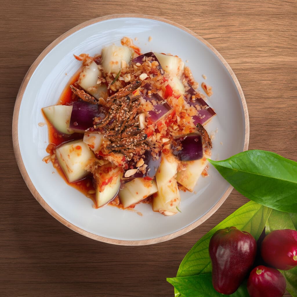 ตำชมพู่มะเหมี่ยวกะปิปลากรอบ