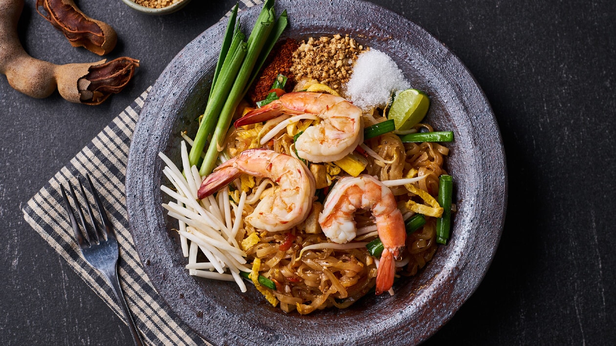 ผัดไทยกุ้งสด สูตรอาหาร