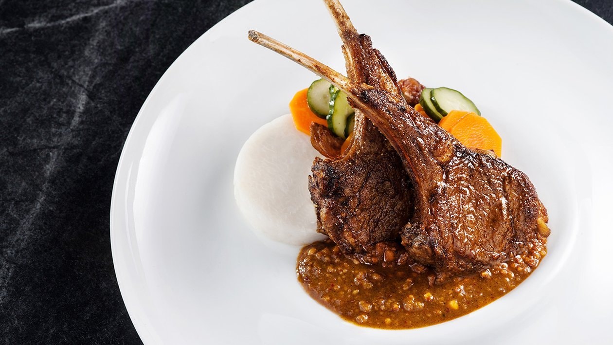 Spiced Lamb Rack with Peanut Sauce – - Recipe