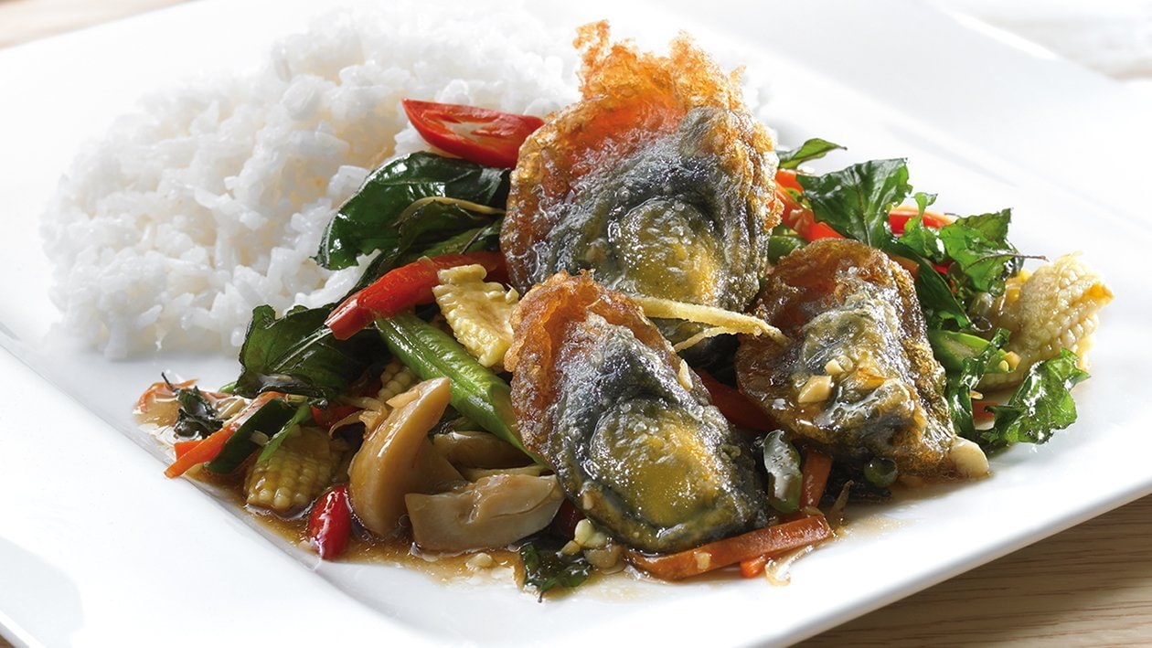 Rice with Fried Egg and Crispy Basil – - Recipe