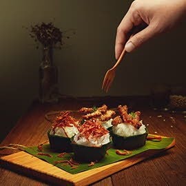 Sticky Rice with Two-Tone Fried Pork Sticky Rice with Two-Tone Fried Pork