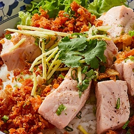 Dried Porridge with Fried Salmon