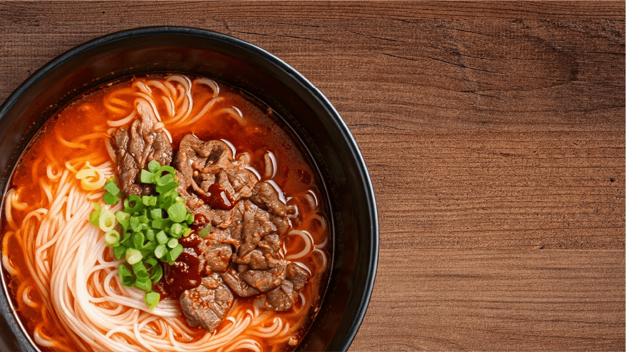 ก๋วยเตี๋ยวเนื้อสไปซี่โคชูจัง – - Recipe