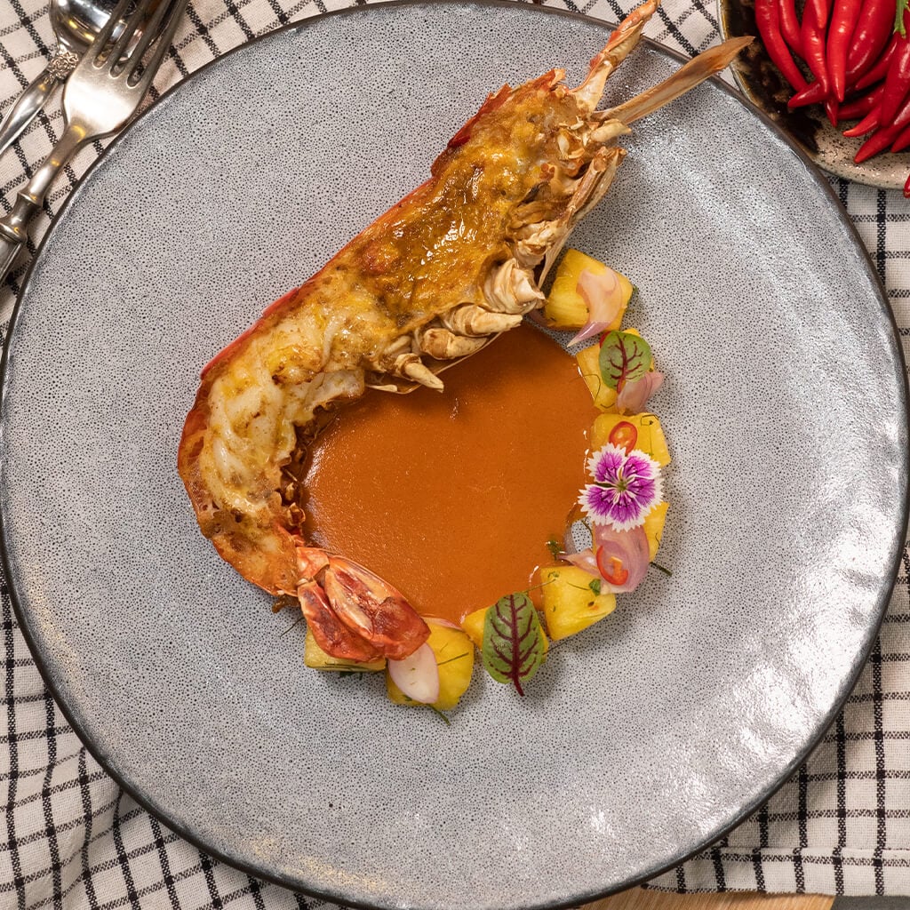 แกงคั่วสับปะรดกุ้งแม่น้ำเผา แกงคั่วสับปะรดกุ้งแม่น้ำเผา