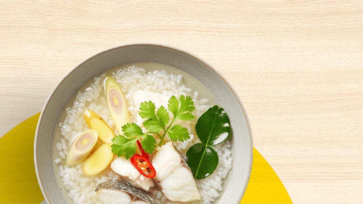 ข้าวต้มปลากะพงสมุนไพร – - Recipe