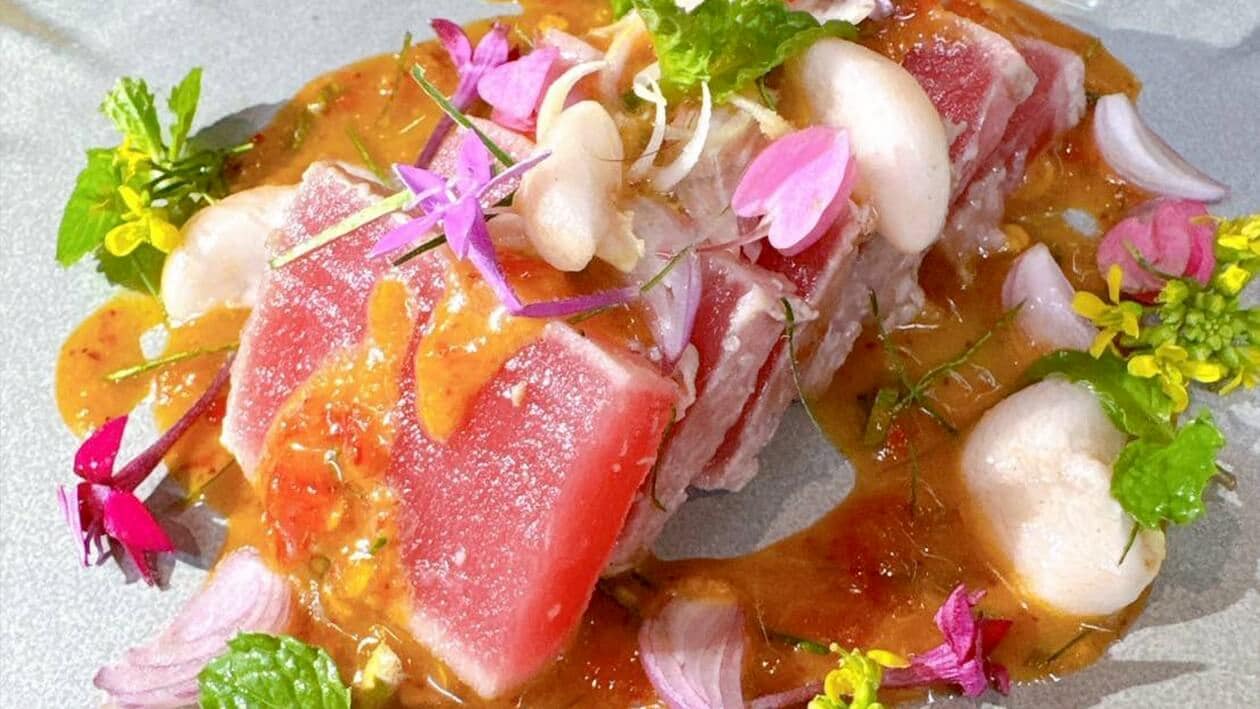 พล่าทูน่าผลไม้ – - Recipe