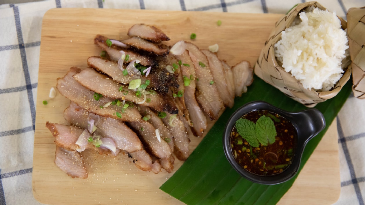 Grilled Pork Neck with Northeastern Thai Spicy Sauce – - Recipe