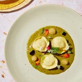 King River Prawn Ravioli with Thai Green Curry Cream Sauce King River Prawn Ravioli with Thai Green Curry Cream Sauce